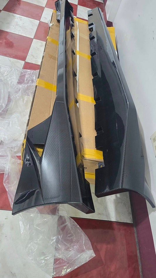 GT500 Style Side Skirt Rocker Panels Carbon Fiber (15-23 Mustang, Excluding GT500)